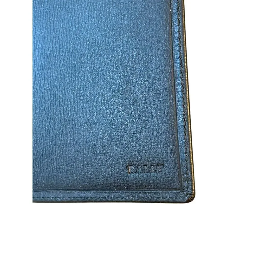 Bally Leather Slim Bifold Wallet‎ Black Men Card Slots Embossed Classic NWOT